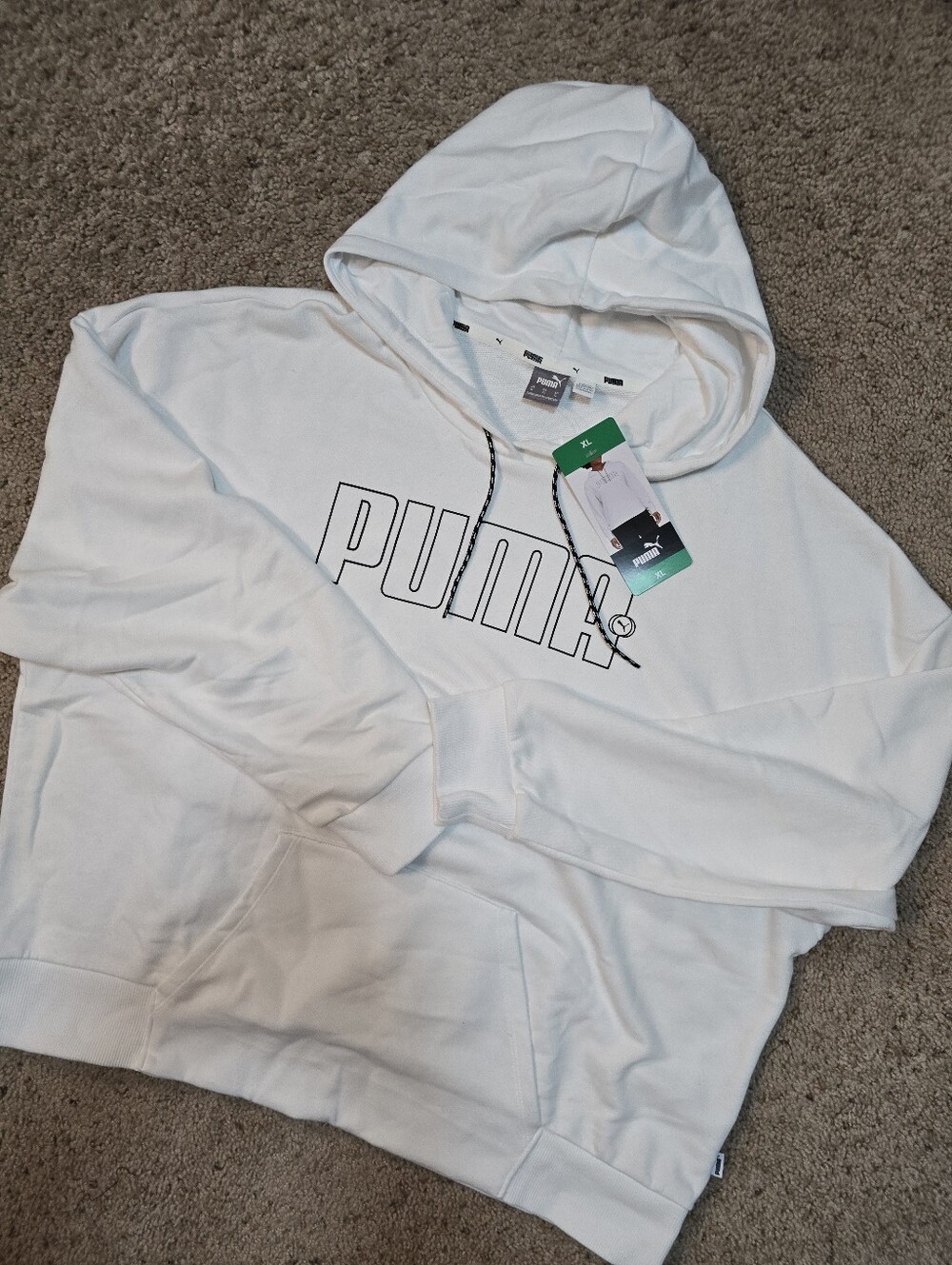 PUMA White Logo Hooded Sweatshirt
